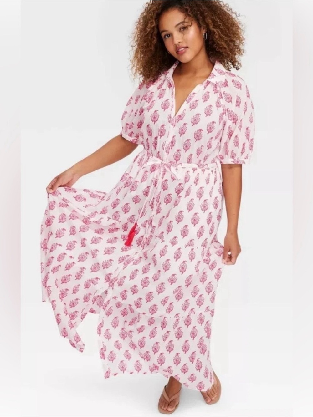 NWT ROLLER RABBIT x TARGET | Floral Short Sleeve Cotton Maxi Shirt Dress Sz. XS